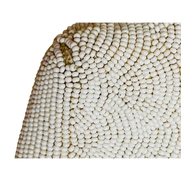 Vintage Wedding Ivory Beaded Evening Bag With Gold Clasp & Chain Strap‎ 9" x 7" - Picture 4 of 6